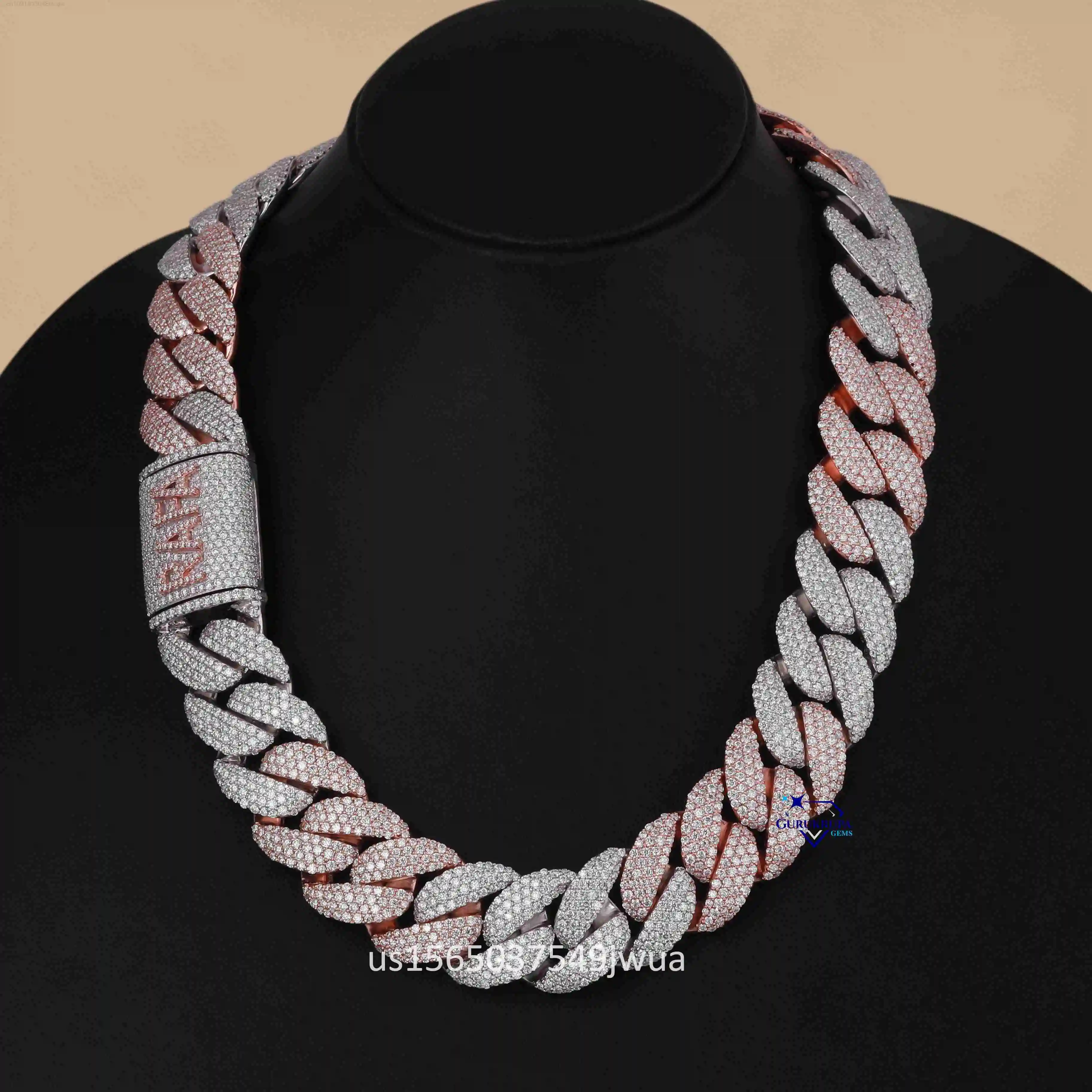 Lab Grown Miami Cuban Chain Ice Out Fashion Jewelry Necklaces Custom High Quality 14k Solid Gold Chain for Mens and Womens