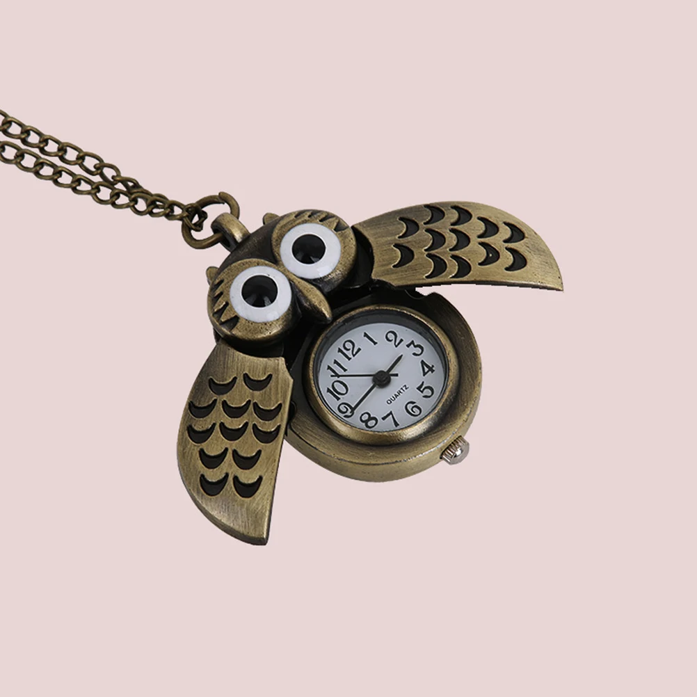 

Owl Pocket Watch Vintage Mechanical Digital Keychain Charm Classic Decorative Lovely Creative Necklace Lightweight