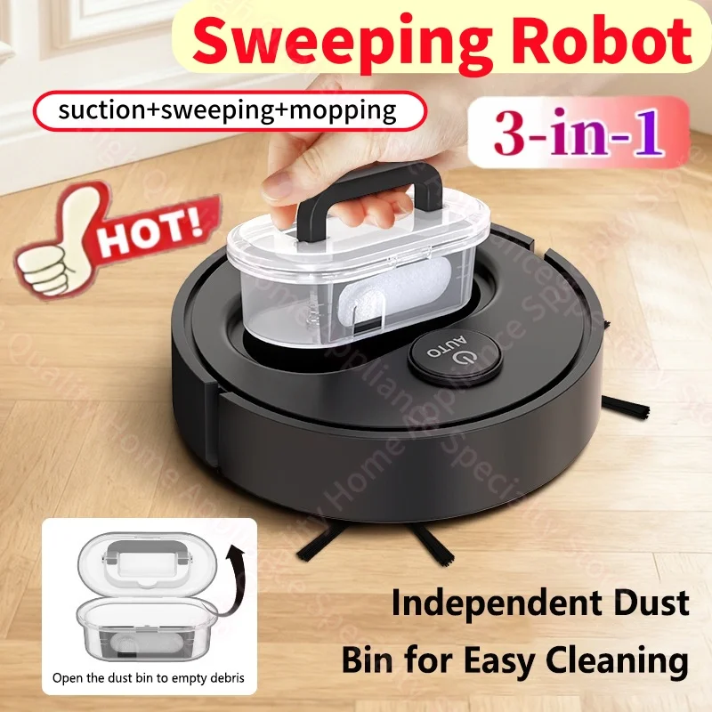 New 3‑in‑1 Smart Robot Vacuum Cleaner Sweeping Mopping Device USB Rechargeable Mini Household Cleaning Gadget For Pet Hair