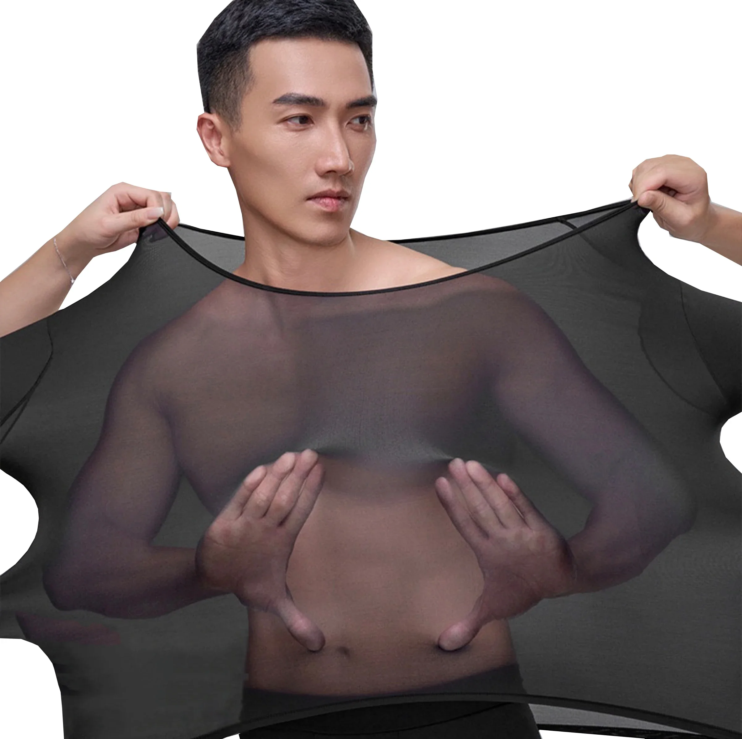 

1pcs Men's Ultrathin Thermal Underwear High elasticity Plus Size Constant Temperature Seamless Long Sleeve Bottoming Tops