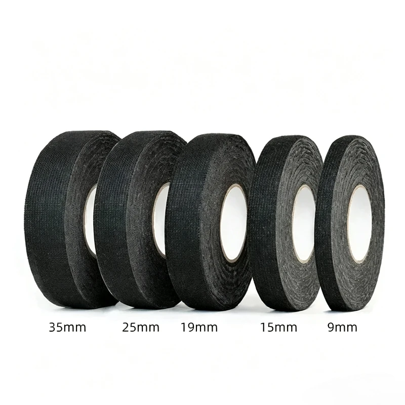 9mm*15 Meters Heat Resistant Adhesive Cloth Fabric Tape Home Improvement Car Auto Cable Harness Wiring Loom Width 9/19/25MM