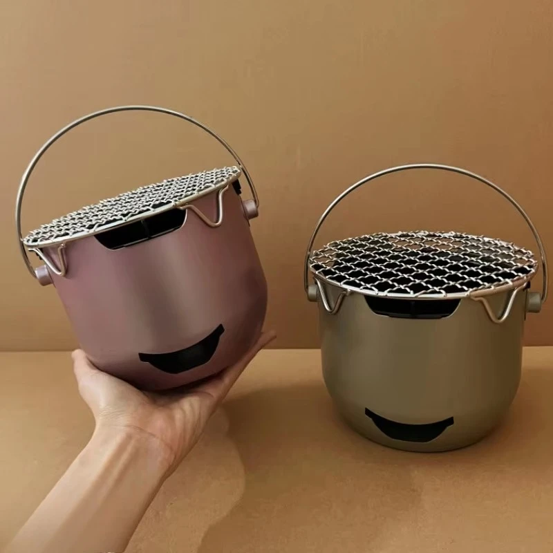 Mini Stainless Steel Charcoal Grill Portable Outdoor Barbecue Stove for Home Camping Tea Boiling Korean BBQ