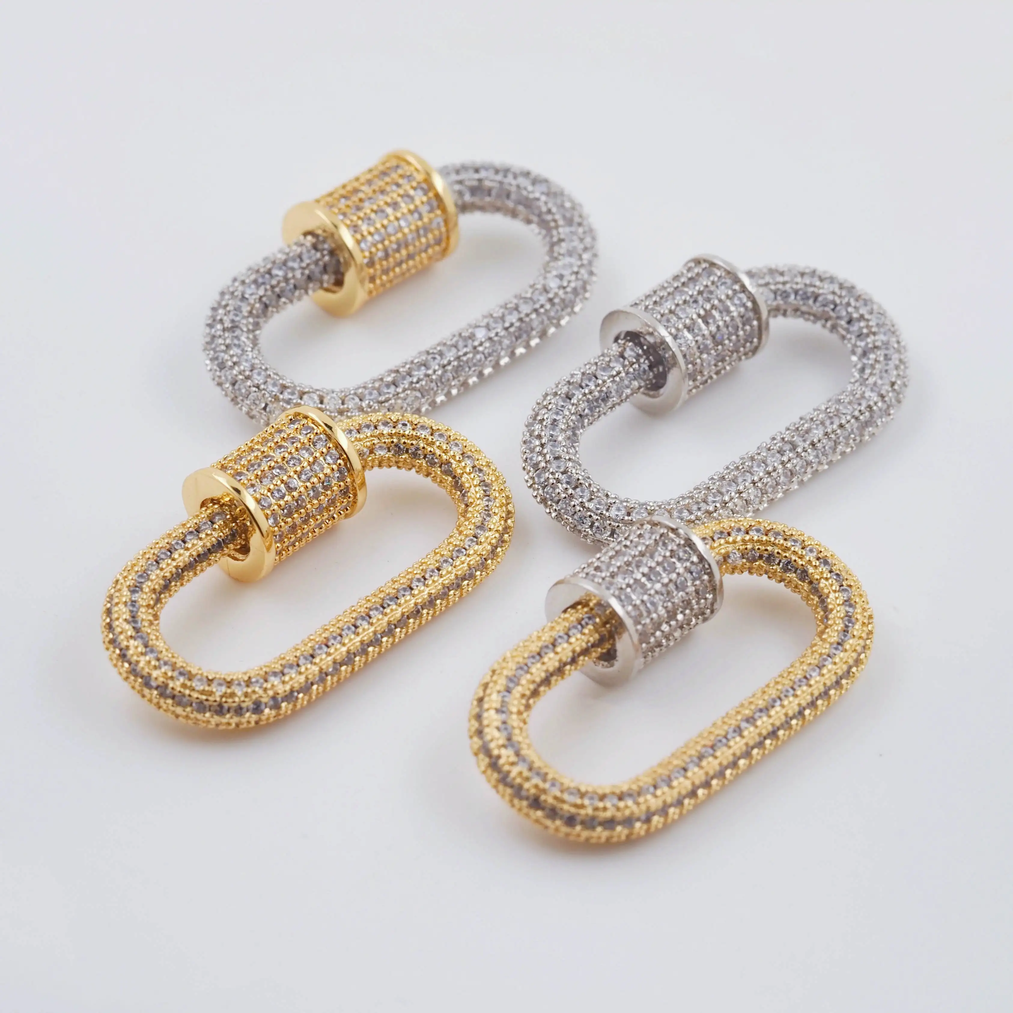 New Climbing Button Charms Jewelry Accessories,Brass Inlaid Zircon Carabiner Clasp Pendant Necklace Bracelet Connector Jewelry
