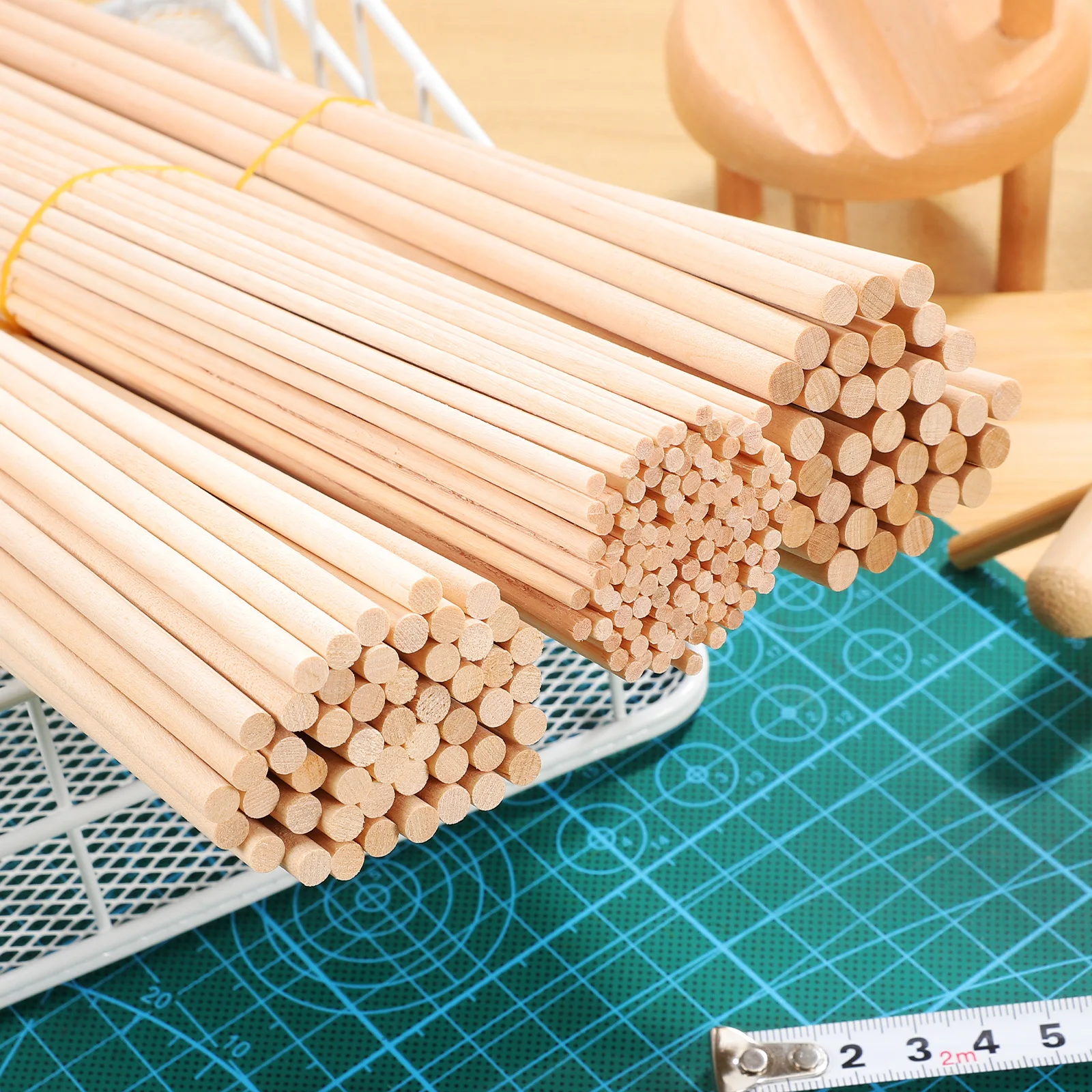 

215 Pcs Round Wooden Dowels Sticks for Crafts Unfinished Wood Ideal DIY Projects Model Building Decoration Various Sizes