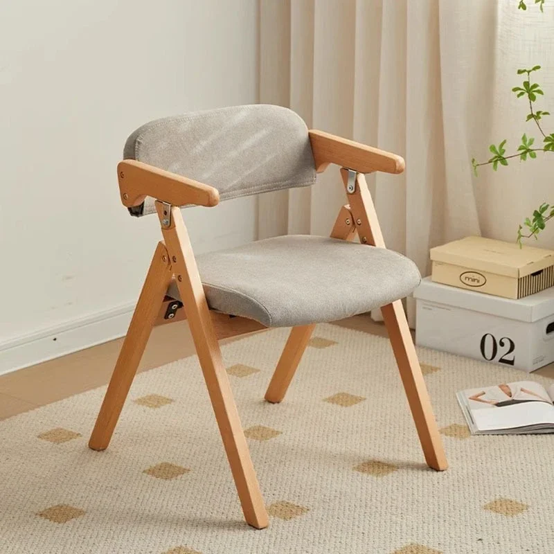

Solid wood folding chair dining foldable backrest chair home backrest armrest leisure office chair