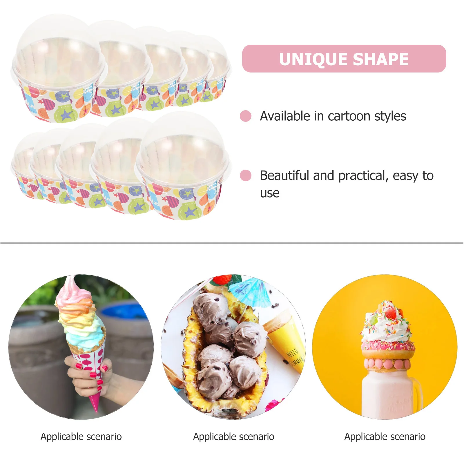 

100Pcs Birthday Party Cupcake Liners Paper Baking Cups Transparent Covers Muffin Holders Wedding Dessert Cups Cupcake Container