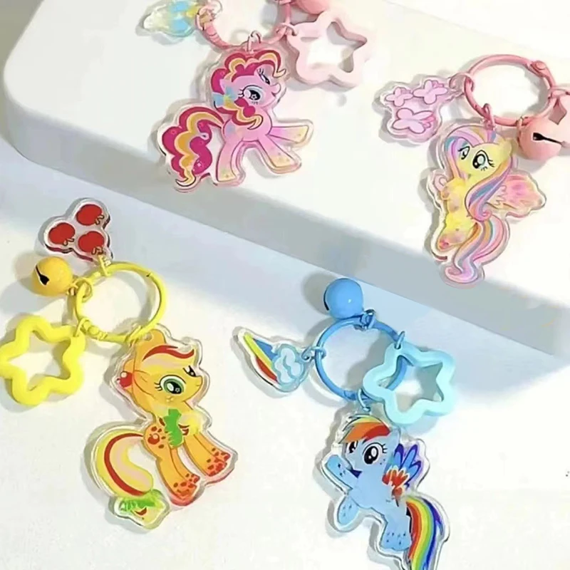 My Little Ponys Kids Cute Acrylic Keychain Children Cartoon Fashion Keyring GirlsAnime Pendant Charms Jewelry Accessories Gifts