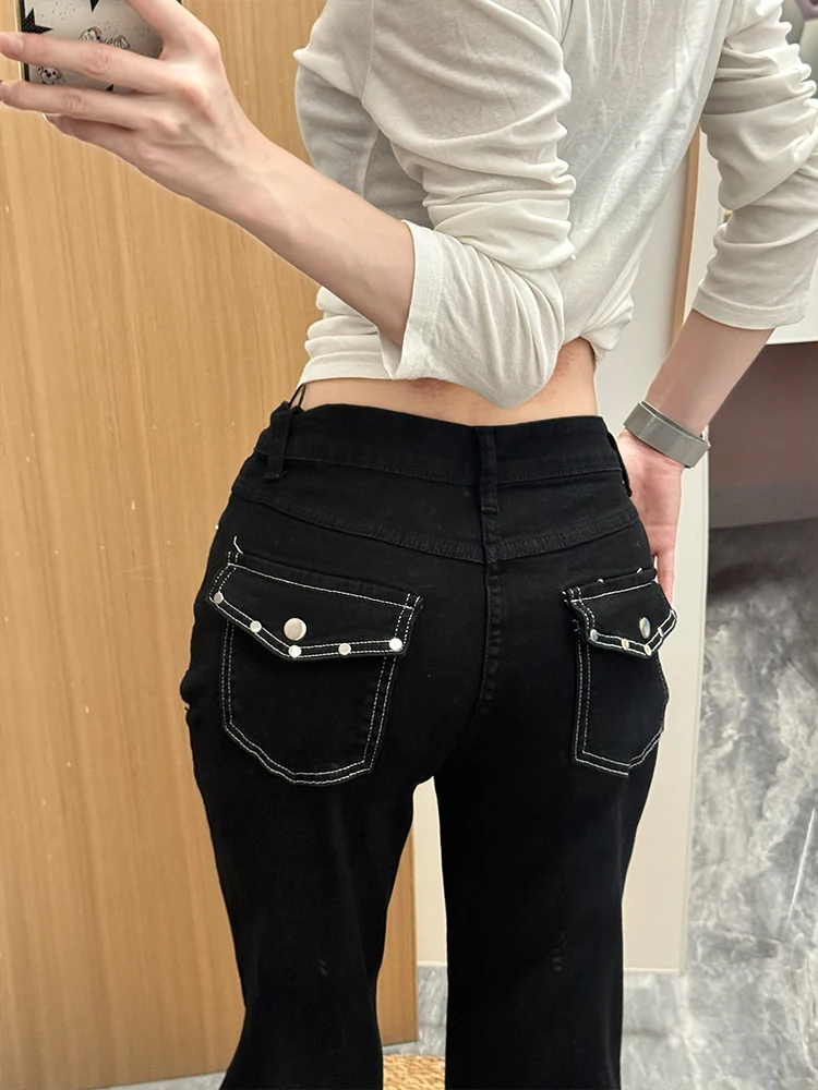 

Американские джинсы в стиле High Street для женщин: летние, новые, модные, слегка расклешенные, в пол, сексуальные, однотонные