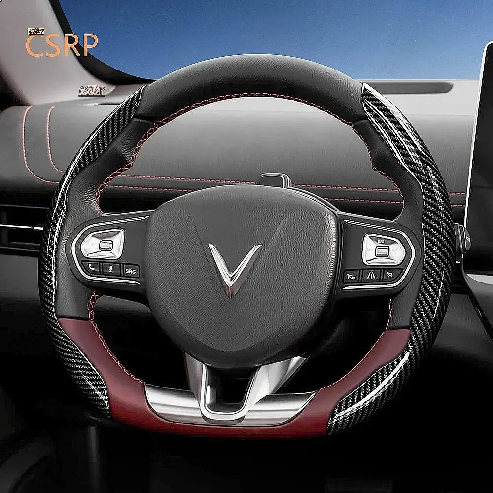 Suitable for Vinfast Carbon Fiber Steering Wheel Cover Quick-Release Durable Black Blue Red Silver White Car Accessories