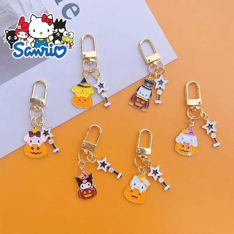 Hot Sanrio Hello Kitty Keychain Halloween Series Small Pendant Cartoon Cute Style Kulomi Keychain Student Bag Pendant Gifts