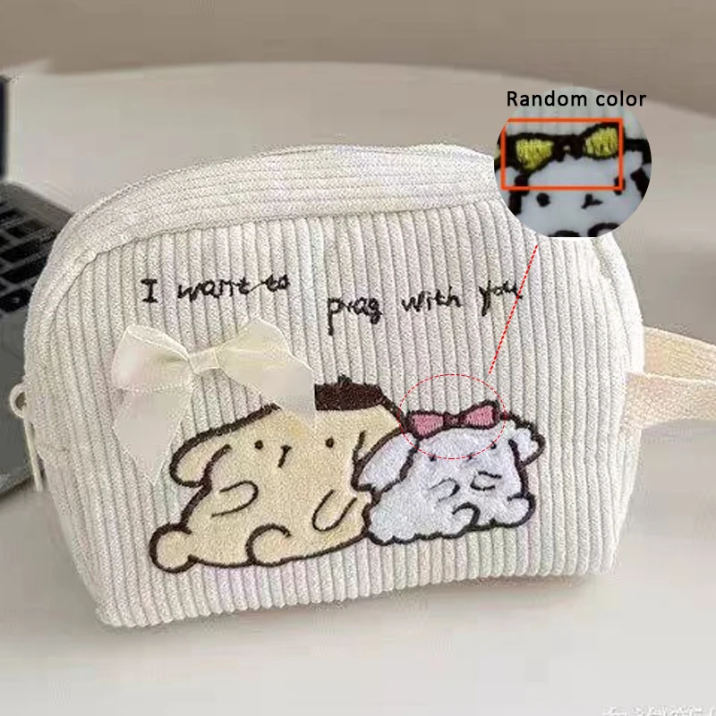 

MINISO Cute New Stripe Bag Cartoon Handbag Coin Bag Key Bag Portable Cosmetic Bag