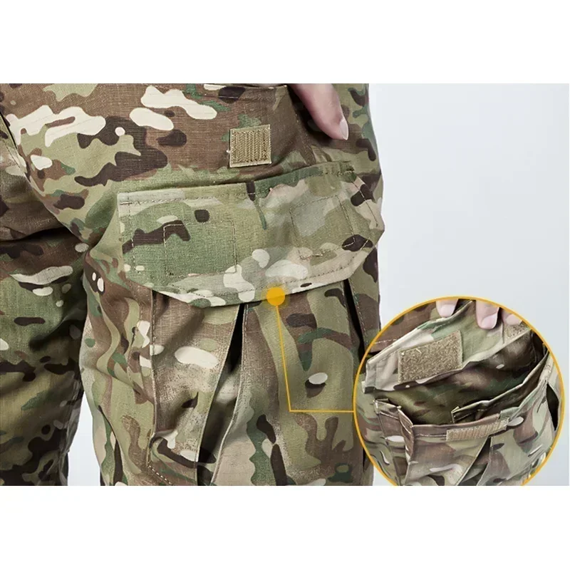 Versatile Men's Tactical Pants Men Combat Trousers Camo Cargo Pants Hunting Clothes Adjustable Hiking Pant No Knee Pads