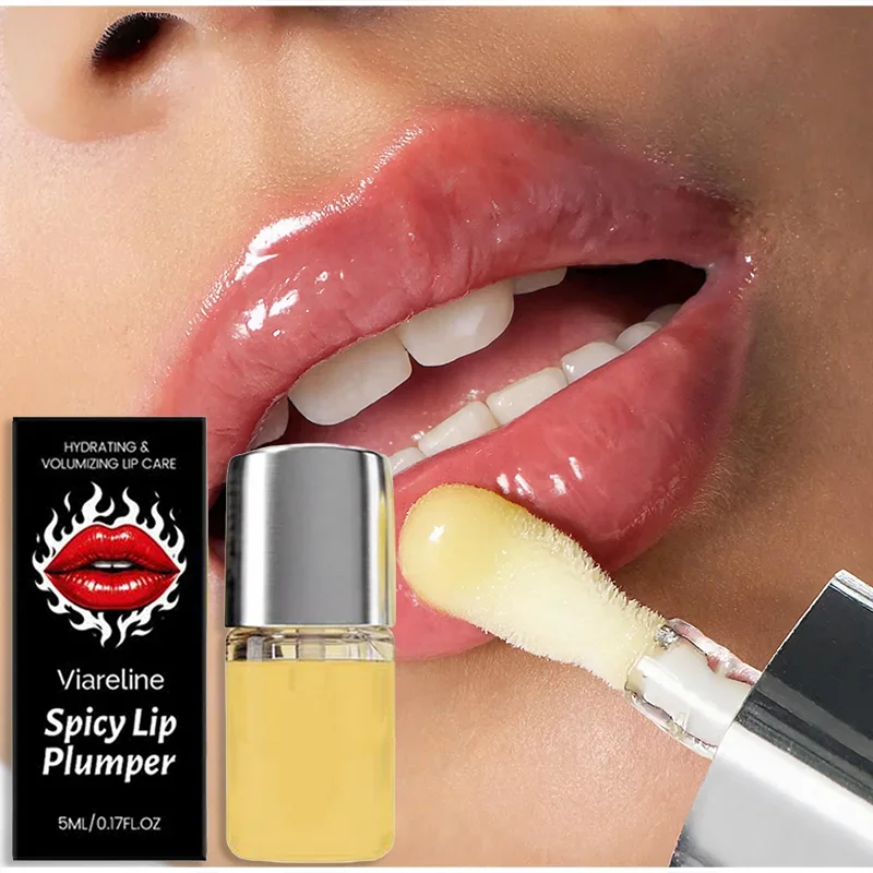 Viareline Spicy Lip Plumper Oil Hydrating Volumizing Lip Care Serum Moisturizing Reduce Fine Lines Plump Gloss Lips Skincare Oil