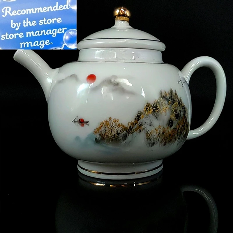 Китайский чайник для заварки чая, винтажный фарфоровый чайник Цзиндэчжэнь, глина с ситечком для жасмина, улун, китайский чай Гуань Инь, чай Пуэр