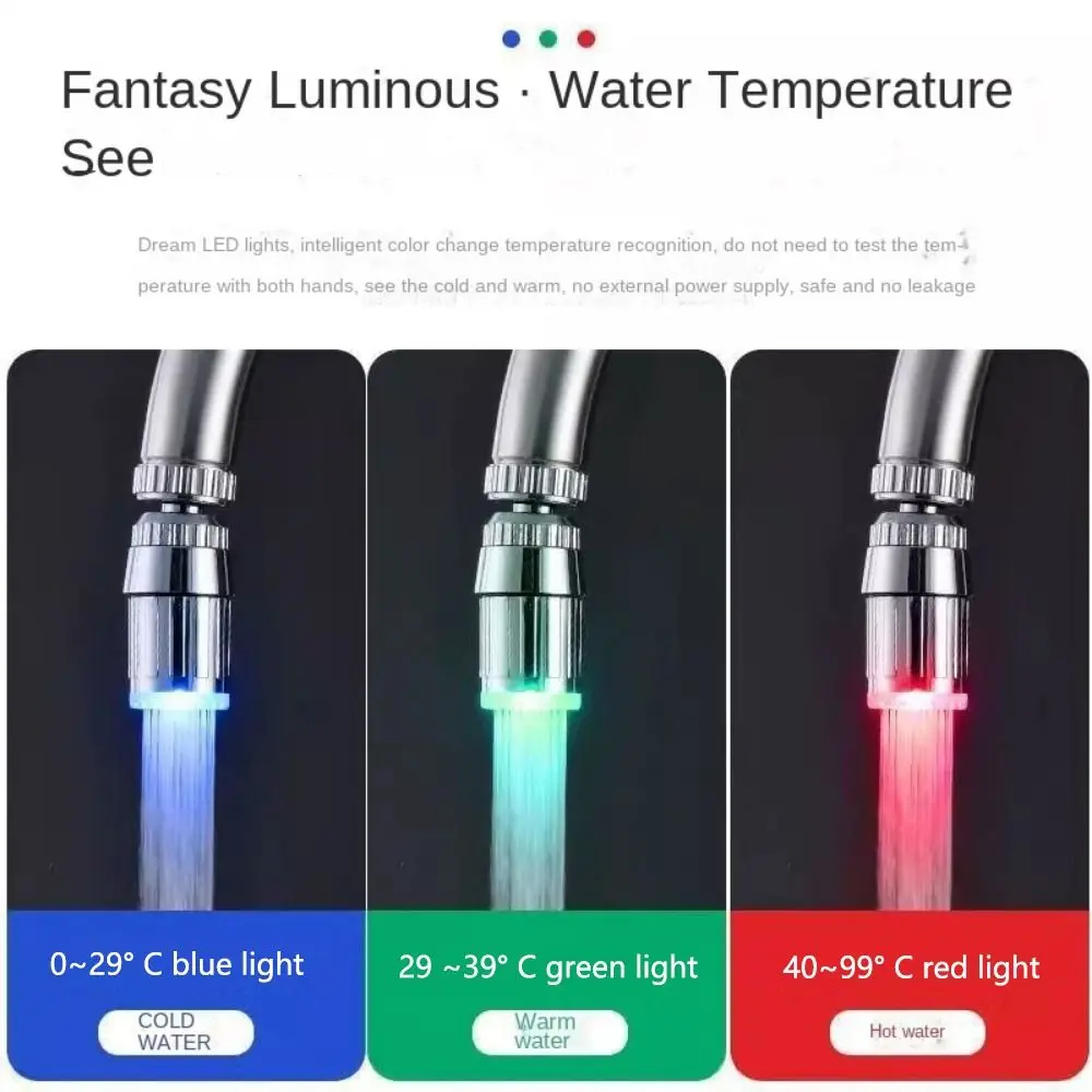 Intelligent Light Temperature Control Faucet 1/3/7 Colors Corrosion Resistance RGB Led Water Faucet Water Saving