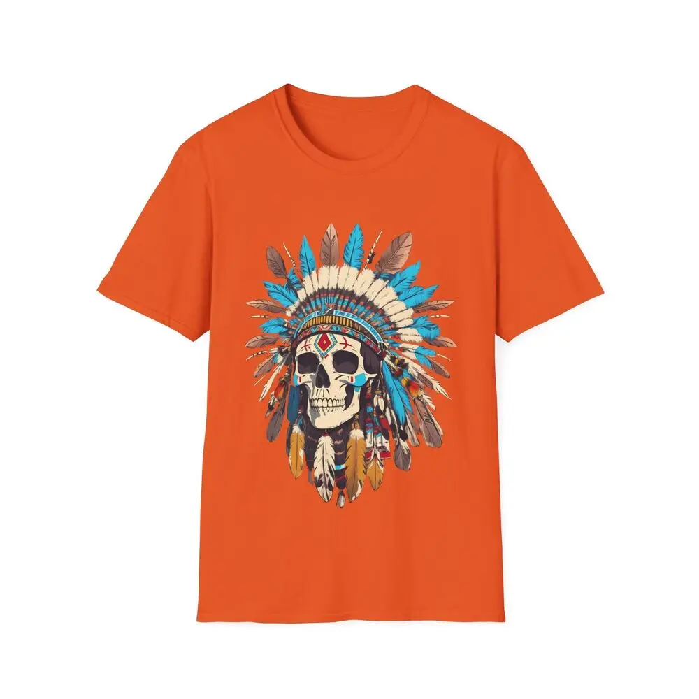 Pride Graphic Tee - Skull with Headdress Anime Graphic T-shirts for Men Clothing Women Tees High Quality 100%Cotton Short Sleeve