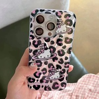 Shining Hello Kitty Bow Pink Lepard Print Phone Case For iPhone 16 15 14 13 12 11 Pro Max XR XS MAX 7 8Plus MINI Y2K Laser Cover