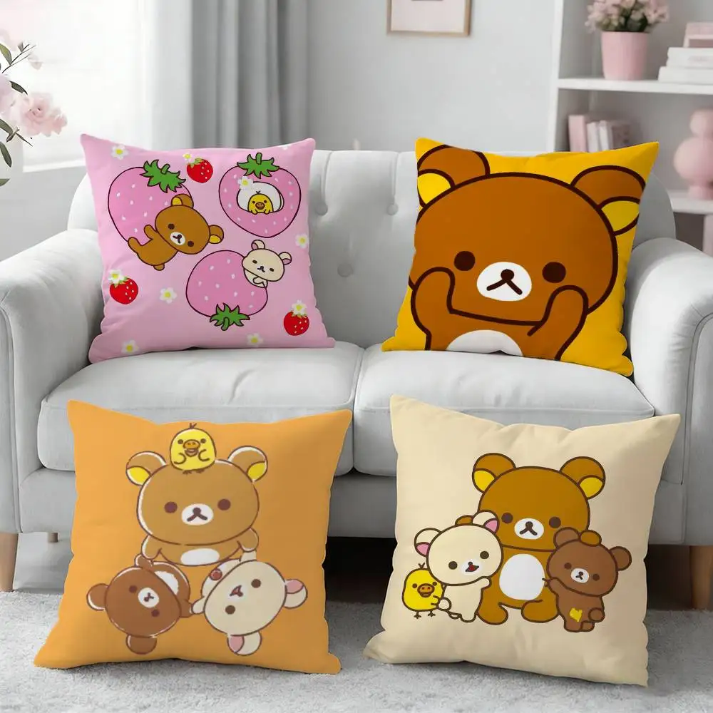

Cute Rilakkuma White Brown Bear Pillow Case Pattern Printed Pillowcase For Living Room Sofa Cushion Cover