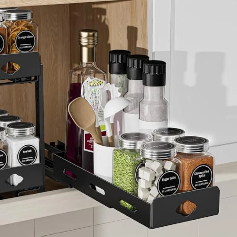 

Pull Out Spice Rack Organizer for Cabinet Heavy DutySlide Out Spice Rack Vertical Spice Rack for Kitchen Cabinet and Pantry 4.2