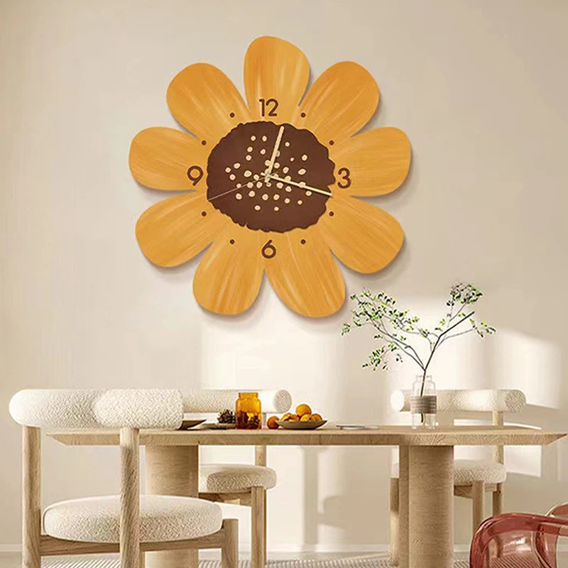 1pc Simple Flower Wall Clock Handmade Flower Shape Slient Decor Christmas Birthday Living Creative Room Home Clock Gifts Wall