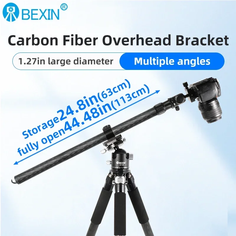 BEXIN Horizontal Center Column Tripod Boom Cross Extension Arm Camera Mount Rotatable Multi-Angle Rod for Overhead Shooting