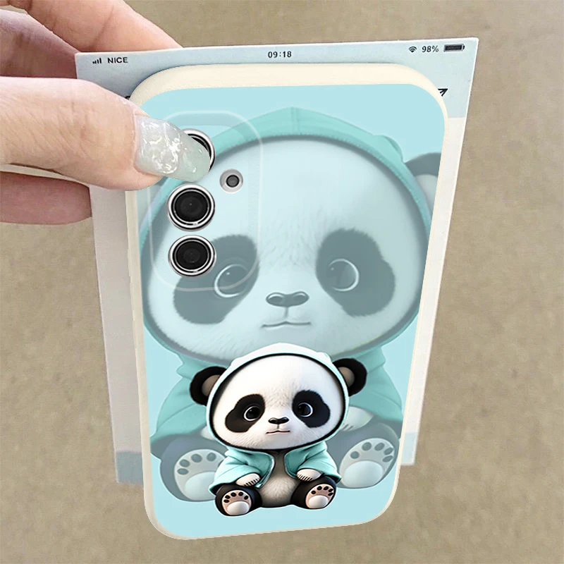 Cute Panda Pattern Phone Case For Samsung Galaxy A17 A56 A55 A36 A16 A15 5G A26 A35 A25 A54 A14 A34 A53 A52 Soft Silicone Cover