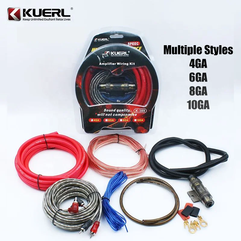 10/8/6/4 GA Car Amplifier Wiring Kit Car Amplifier Cable Set 60Amp Fuse Holder Set Subwoofer Modification Connection Cable Kit