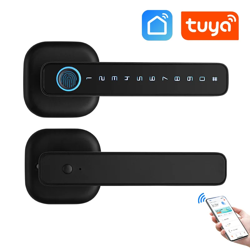 

Tuya SmartLife APP Smart Fingerprint Password RFID IC Card Single Latch Lock Dead Bolt For Indoor Home Wooden Metal Door