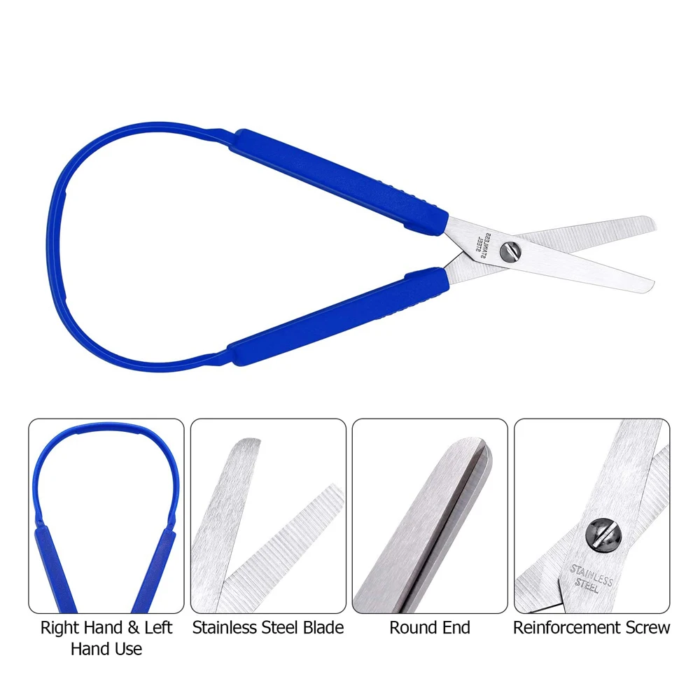 8Inches Colorful Grip Scissors Loop Scissors Handle Self-Opening Adaptive Cutting Scissors for Children Elderly Special Needs