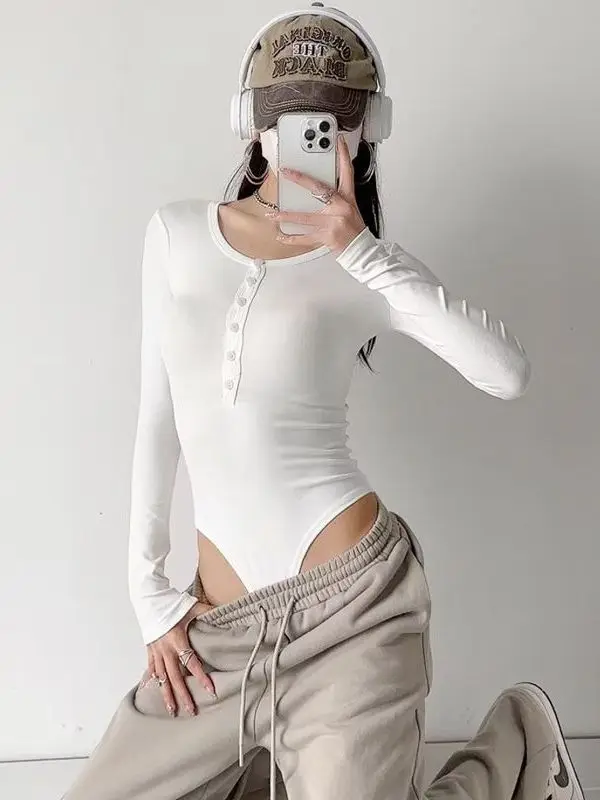 

Slimming High Waist Straight Leg Jumpsuit Women's Long Sve Commute Base irt Trendy Single Button Pure Desire Spicy Girl