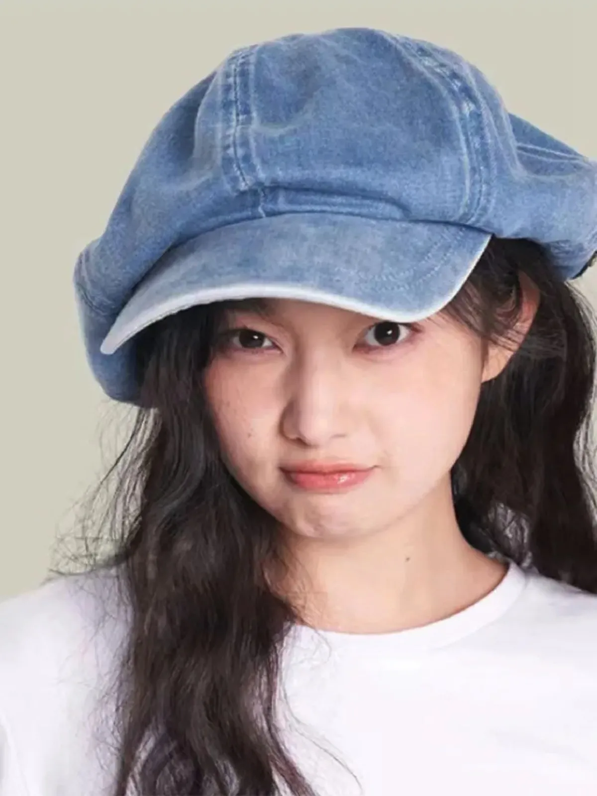 Cappelli autunnali per donna Cappelli ottagonali in tessuto denim lavato Cappelli da pittore retrò artistici alla moda e versatili Cappellino da strillone