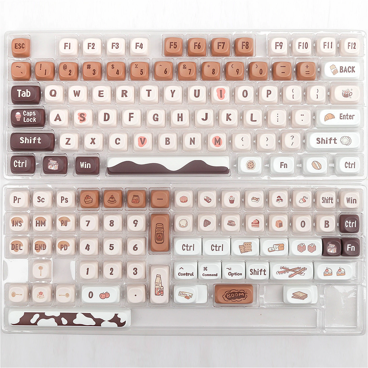 Chocolate Coffee Keycaps Cute Cartoon MOA Height Wooting keycaps set for HI75 98 99 104F87 etc Mechanical Keyboard Switches