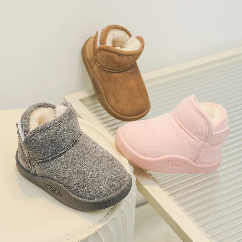 New Kids Winter Snow Boots Toddler Non-Slip Soft Sole Thermal Shoes Warm Fleece Lined Baby Boys Girls Cotton Booties for 1-6Yrs