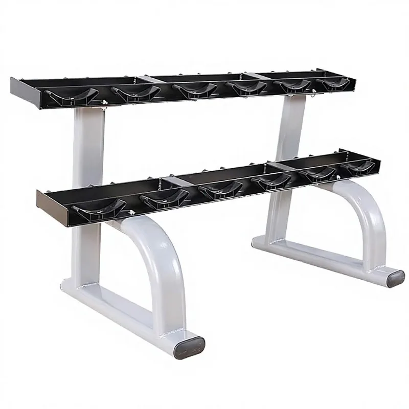 Foldable 2-Tier Iron Dumbbell Storage Rack Solid Frame Construction Portable Design For Indoor Sports Fitness Equipment