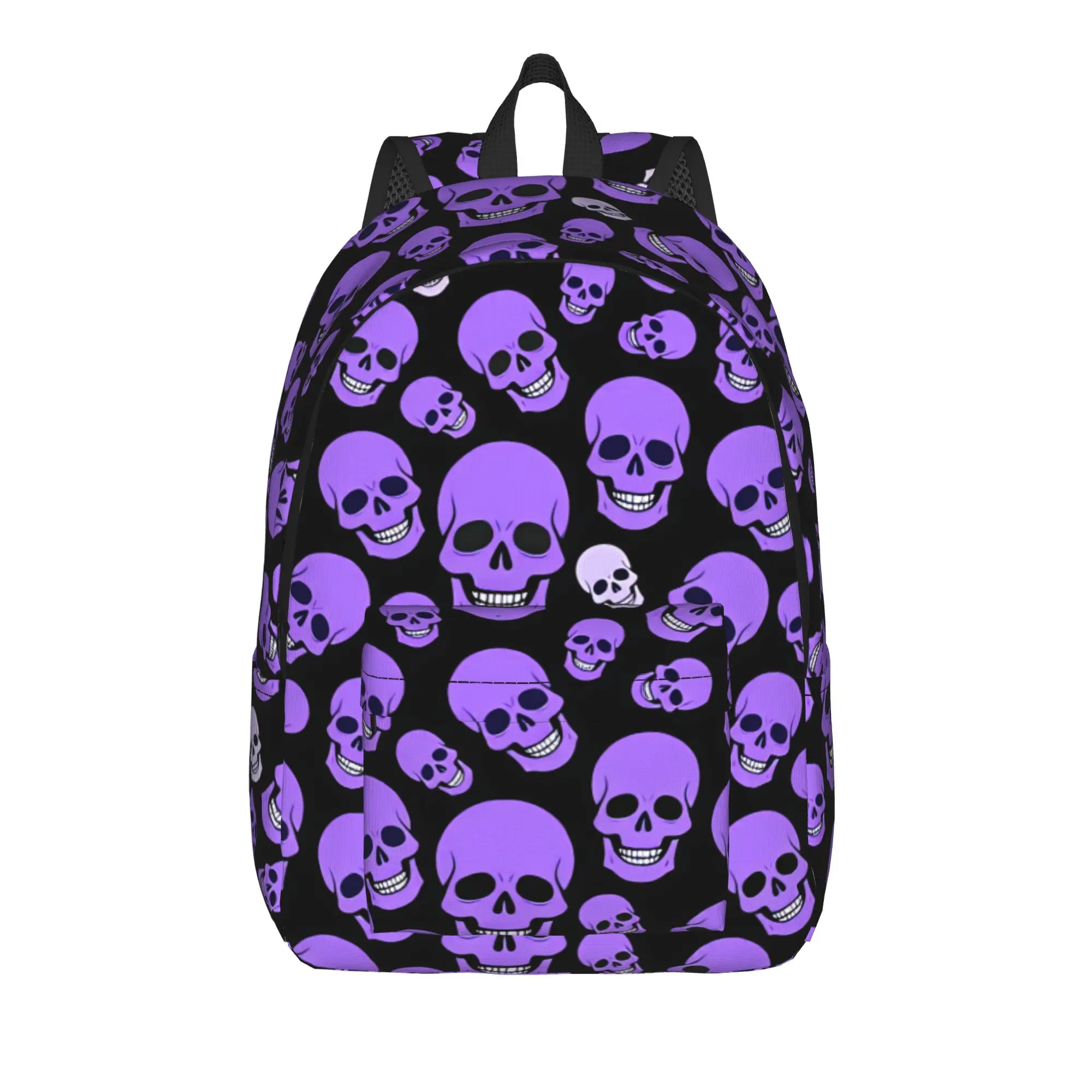 Cartoon Purple Skull Spooky Halloween Backpack  Camping Backpacks Women Colorful Print High School Bags Cool Rucksack
