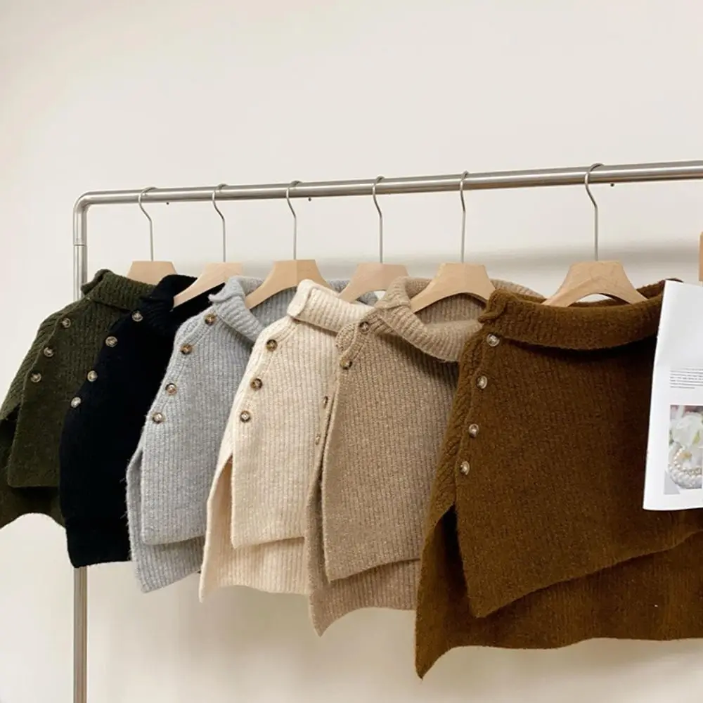 

Классическая вязаная шаль на пуговицах, утолщенная нерегулярная женская зимняя шаль, плащ, теплые шарфы, трикотаж, студенческий