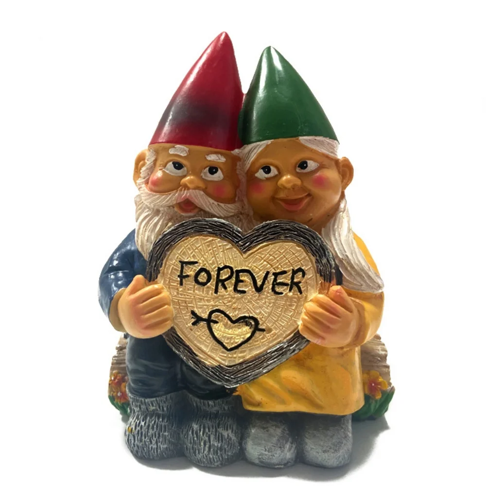 

Couple Lovers Resin Cartoon Gnome Statues Garden Decor Adorable Elderly Figure Ornaments Perfect for Outdoor Garden Lawn Decorat