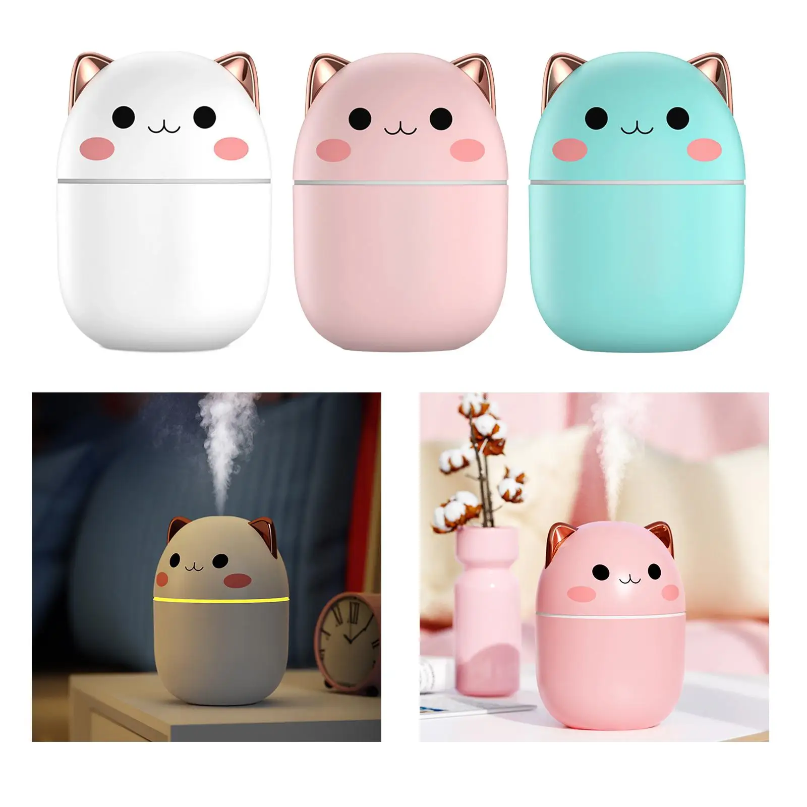Cartoon Small Air Humidifier Purifier 250ml Water Tank Diffuser