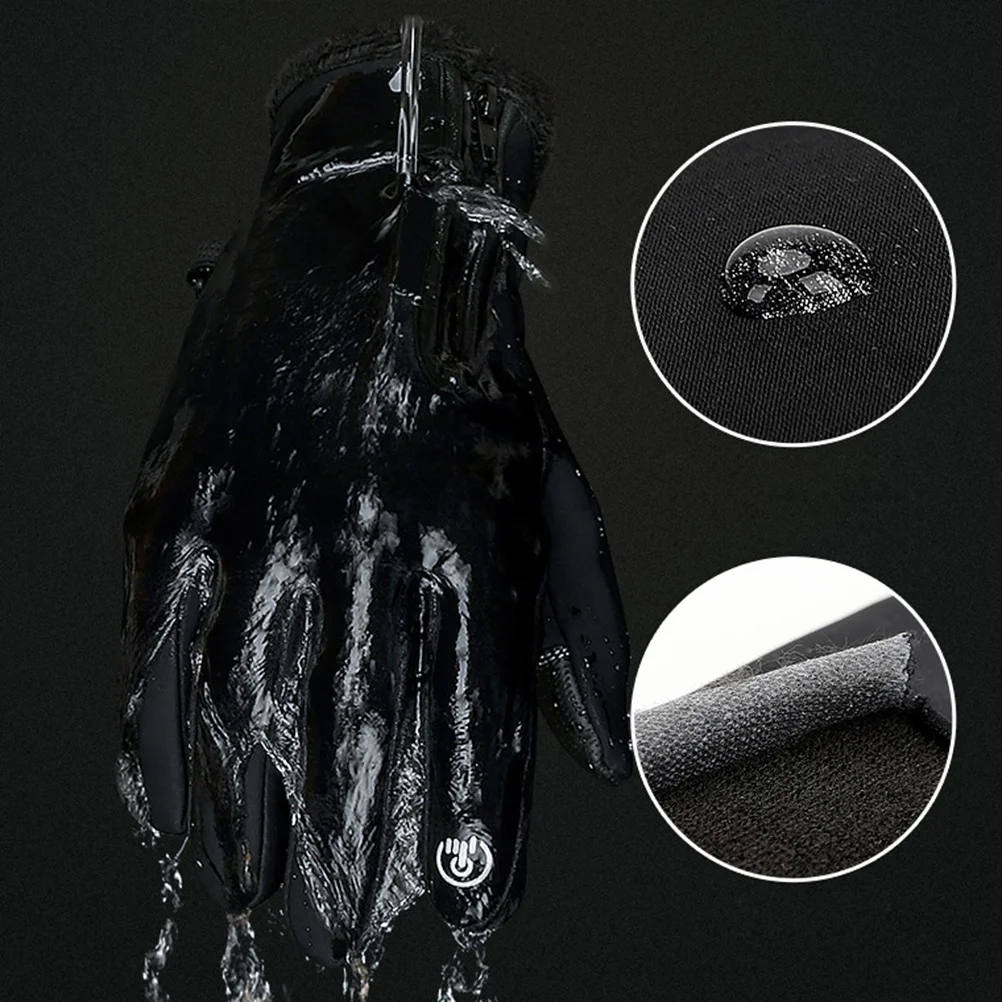 

Black Waterproof Cycling Gloves Touch Screen Warm Winter Gloves Men Women Size Xxl Outdoor Sports Running Riding