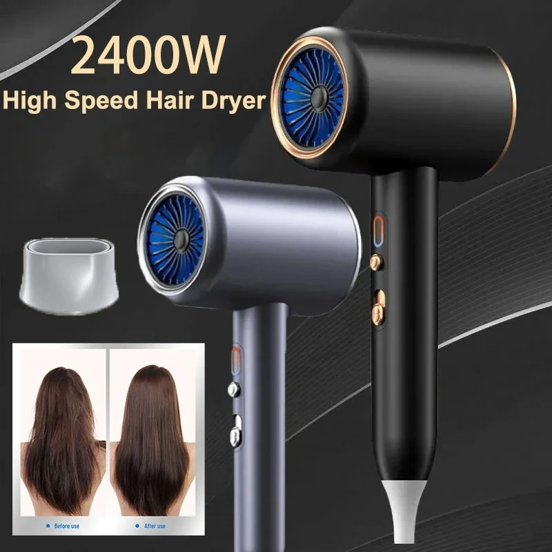 

2400W Ionic Hair Dryer,Negative Ion Air Blower Dryer with Diffuser for Curly Hair Quick Heat/Cold 6 Speeds for Women Kids Salon