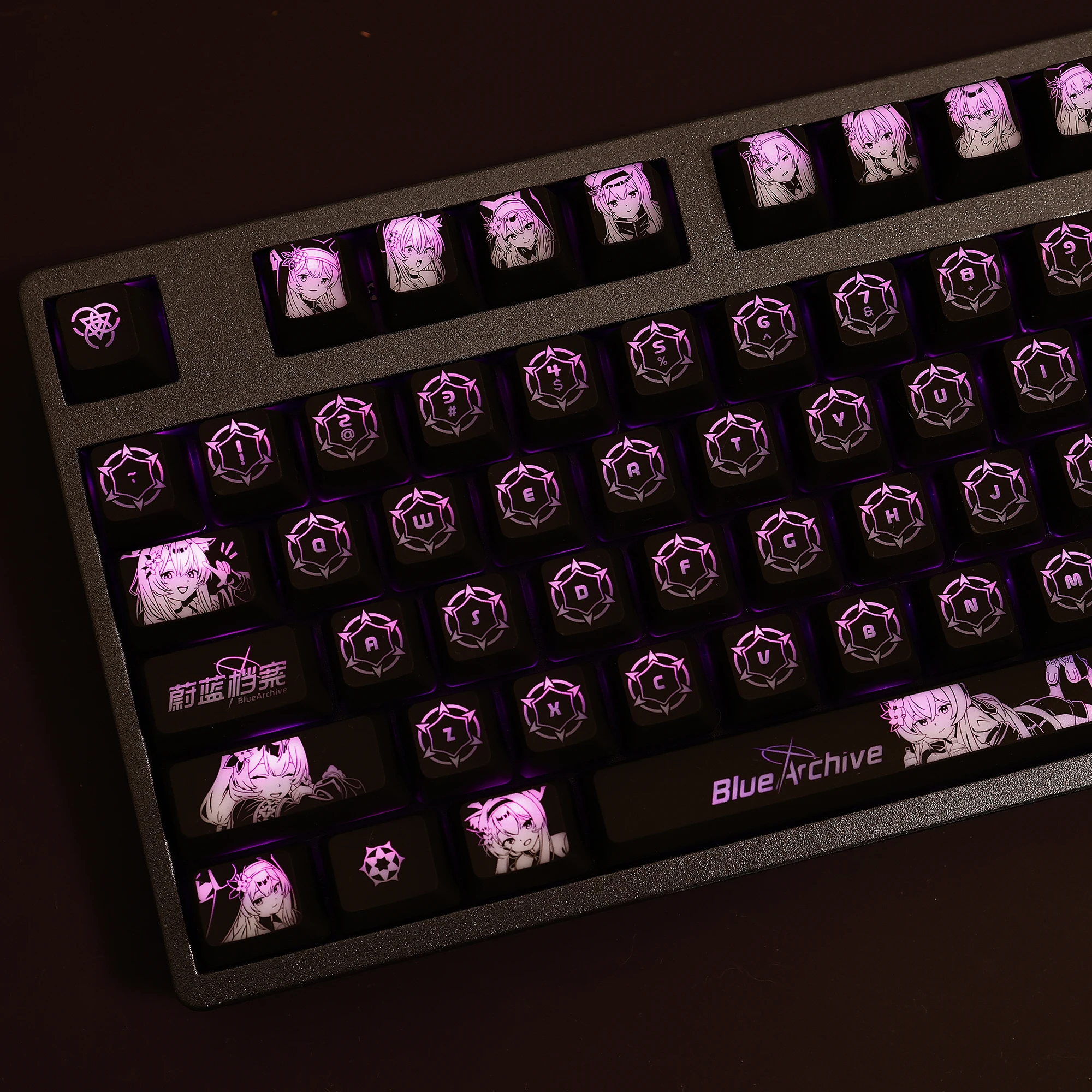 104 Keys/Set Game Blue Archive Iochi Mari Backlit Keycap SWS Black Hole Edition Mechanical Keyboard Keycaps for Corsair K95