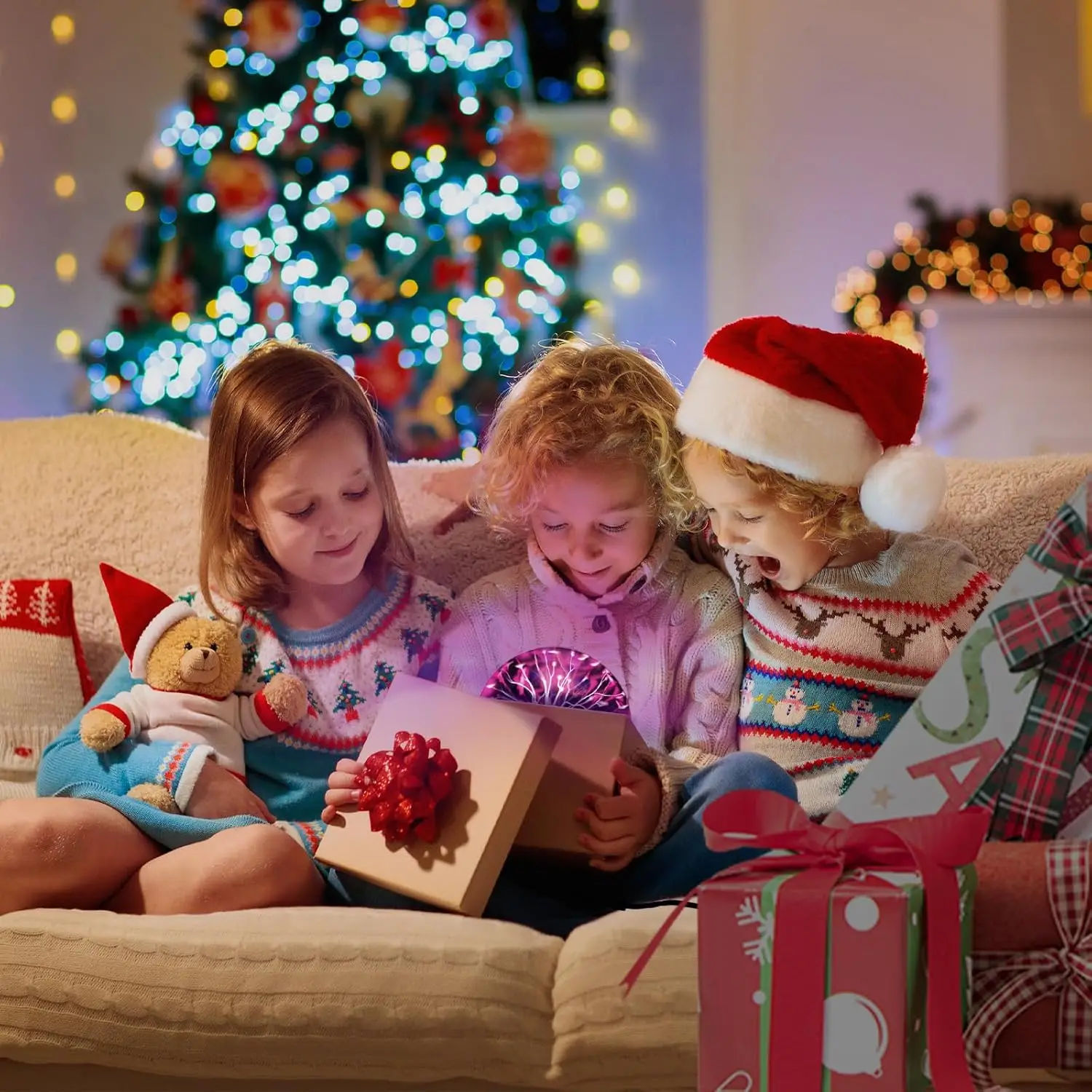 كرة بلازما مصباح اللمس التفاعلي البرق غلوب 3 بوصة متعة مصباح USB بالطاقة 7 أضواء تغيير لون المزاج الإضاءة الطرف الدعامة #5