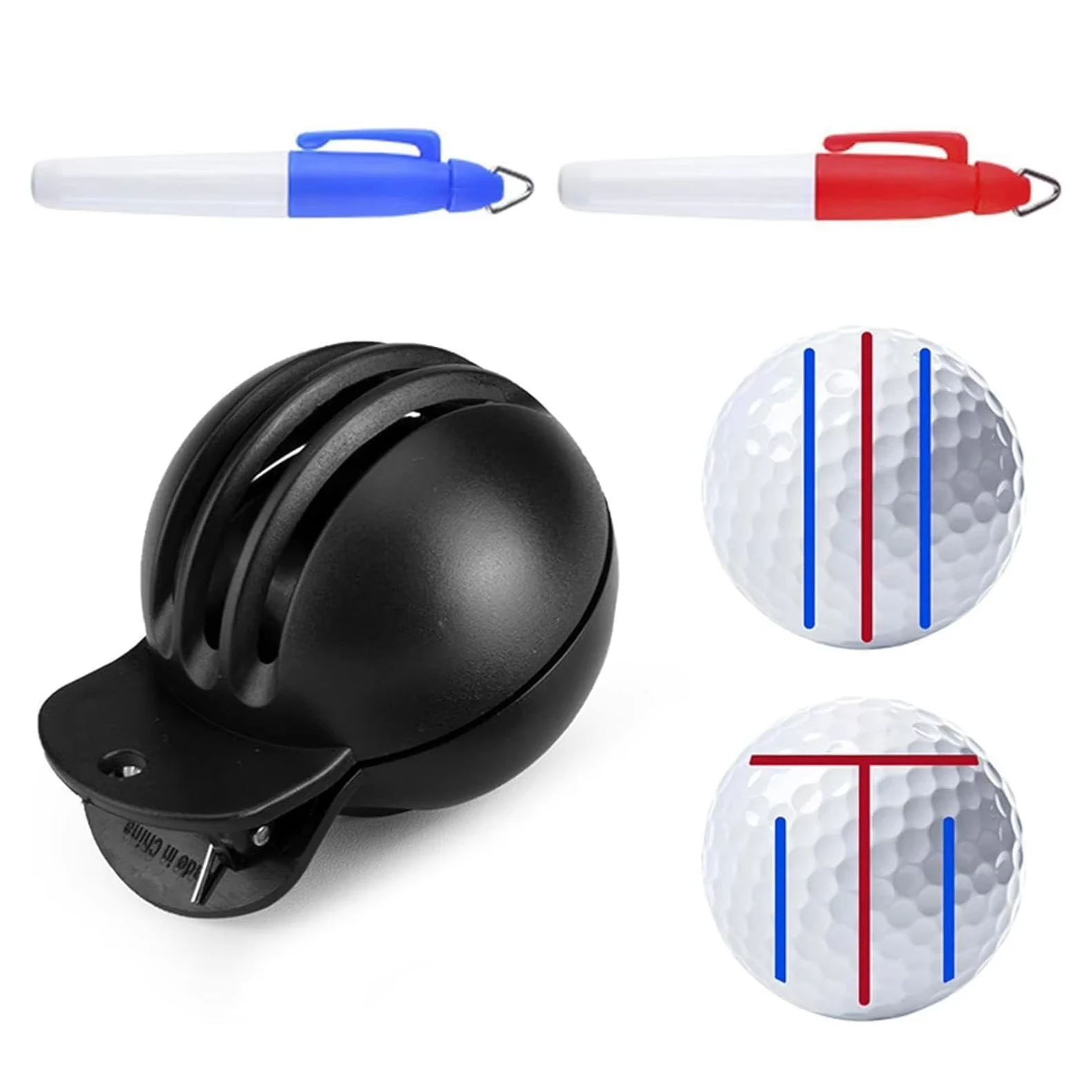 1set Golf Marker Hand Tools with Pens Golfing Marker Tool Alignment Kit with Marker Pen Golfs Balls Drawing Line Tool New