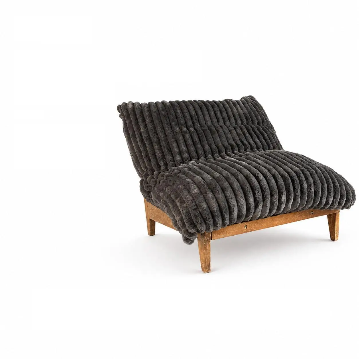 Giant Bean Bag Chair, Oversized Bean Bag Couch for Adults and Kids, Faux Fur Large Chair with Filler, Acacia Wood
