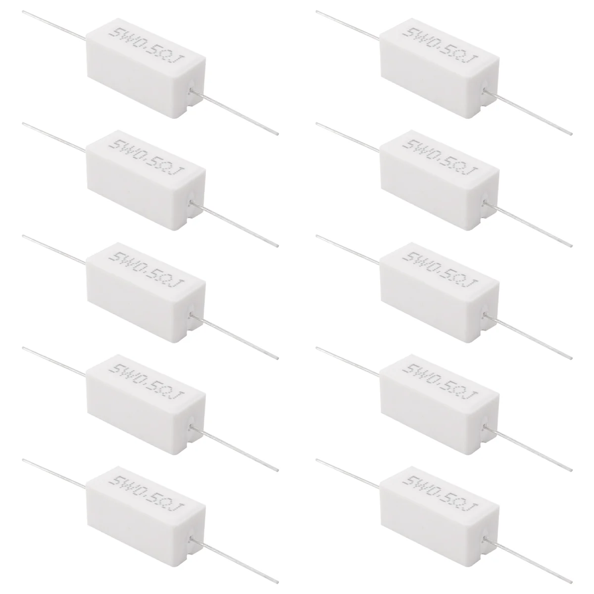 HHTL 10 Pcs Axial Lead Ceramic Cement Resistor 0.5 Ohm 5W