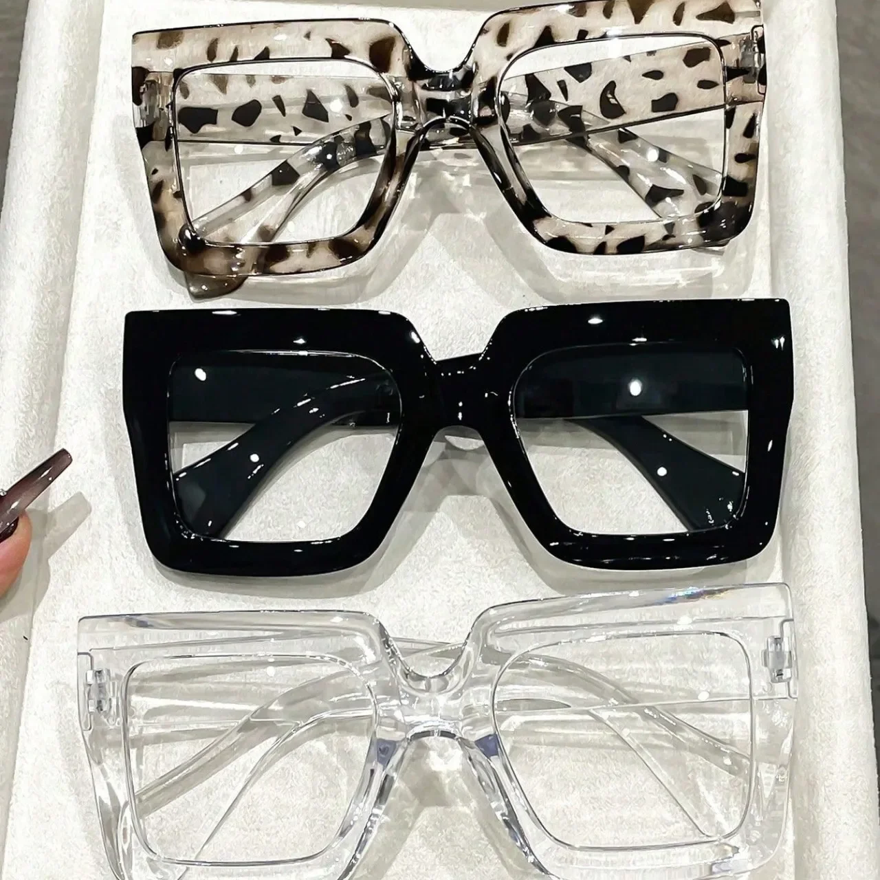 Retro Large Square Glasses Frame Anti Blue Light Computer Reading Eyewear For Men And Women Radiation Protection Eyeglasses