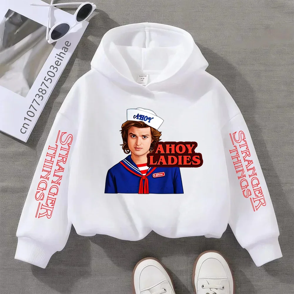 

Vintage Stranger Things Kids Hoodie Cotton 3-14 Years Old Character Print Cozy Warm Pullover Jacket
