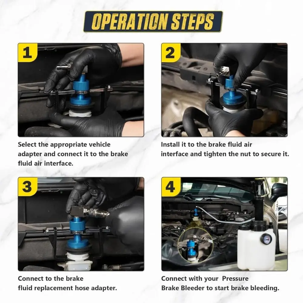 Universal Brake Fluid Bleeder Adjustable Connector Multiple Connectors Brake Clutch Bleeding System Pneumatic