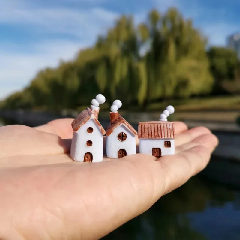 Casa pequeña en miniatura para decoración del hogar, casa de campo en desgastado, bonito, jardín de hadas, gnomo, Terrario de musgo, manualidades, 9 piezas recién llegado *