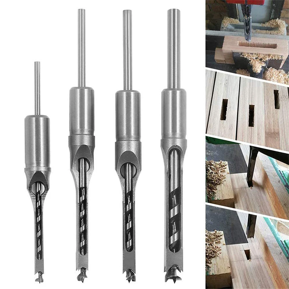 Agujero cuadrado Mortaja Cincel Broca Herramientas Carpintería Agujero Sierra Broca Set Twist Drill Bit Diferentes Tamaños 1/4 5/16 1/2 3/8 Pulgadas
